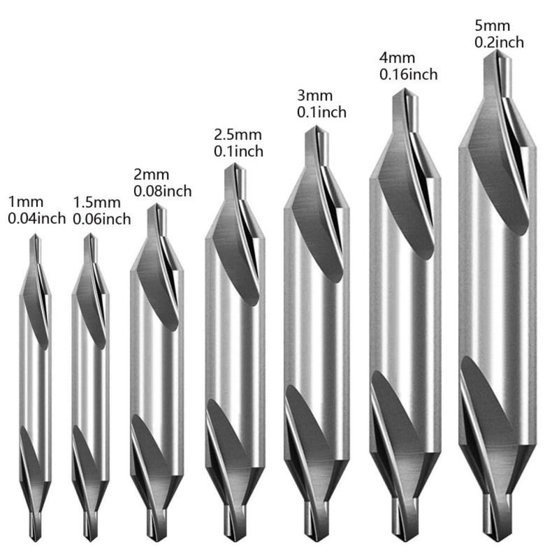 EMSTAR 7 PCS Center Drill Bit Set, M2 High Speed Steel Center Drill Bits for Metal Lathe, Centering Drill Bit Size 1.0 1.5 2.0 2.5 3.0 4.0 5.0 - Image 2